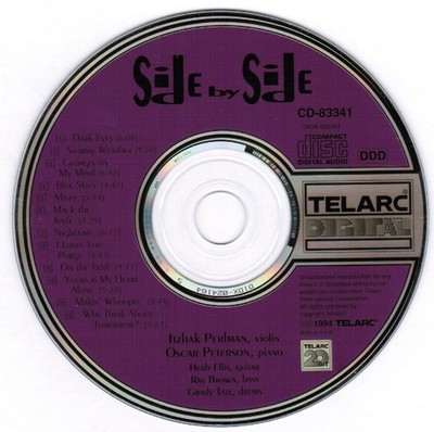 Side By Side CD, 1994 Itzhak Perlman Oscar Peterson Jazz Guitar Piano 