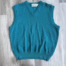 VINTAGE McGREGOR Electric Blue Acrylic Sweater Vest 80s Bold Bright Men's XL