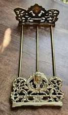 Brass Finish Cast Iron Art Nouveau Lady Book/Record Rack Sliding Holder Bookend 
