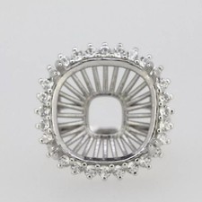 Solitaire 6MM Cushion Semi Mount Ring 925 Sterling Silver Halo Wedding Ring