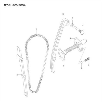 Mutt Hilts 125 EU5 2021 - 2025 Federscheibe für Nockenkette Ref Nr.9