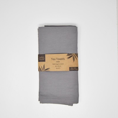 Wild & Stone Geschirrtuch Bio Baumwolle 2er Pack - Taubengrau