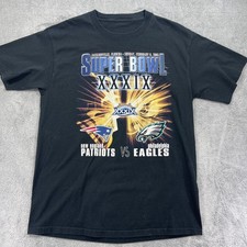 NFL New England Patriots VS Philadelphia Eagles Super Bowl XXXIX T-Shirt L Black