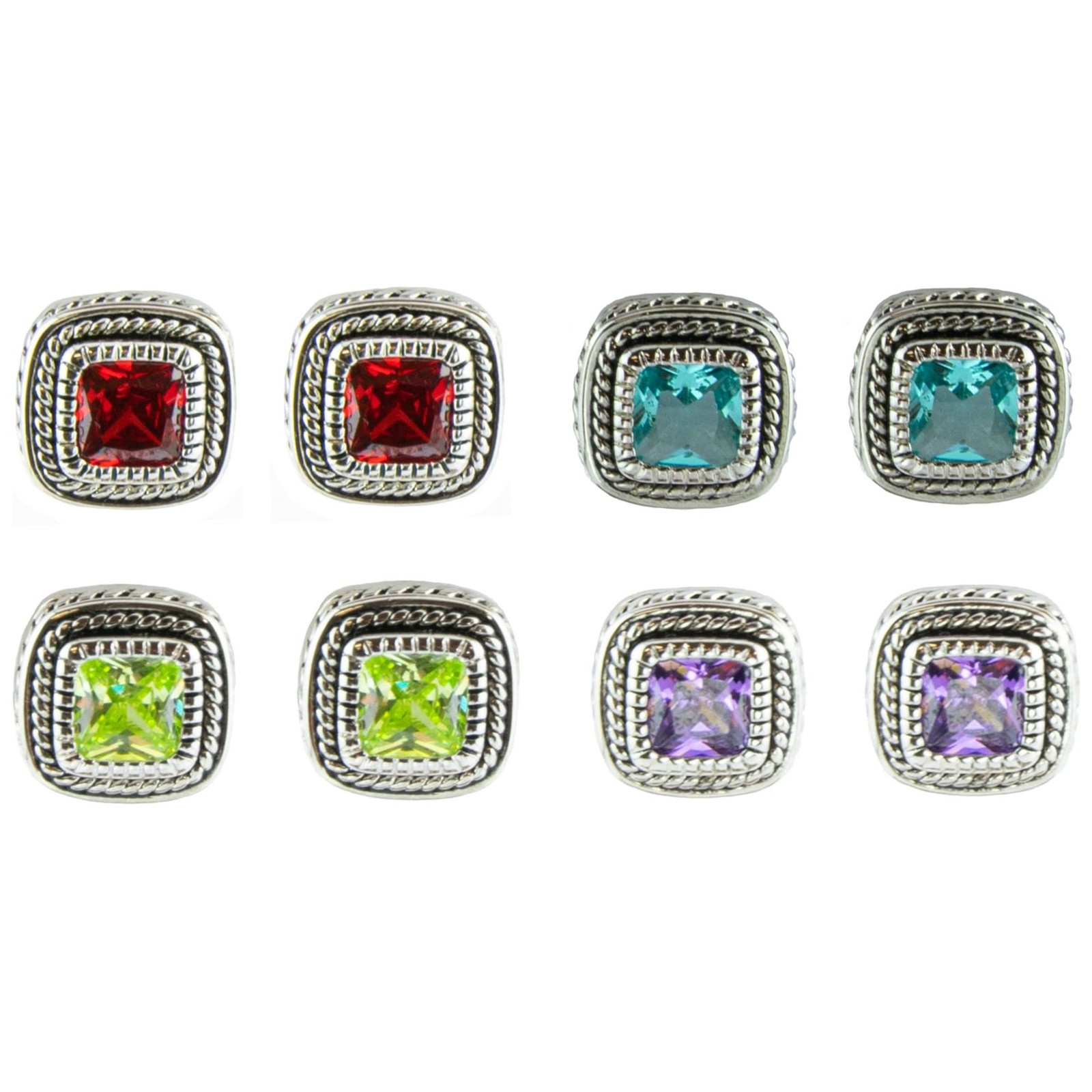 Серебристые серьги-гвоздики в стиле принцессы Юго-западной огранки Canyon Sky 4 пары