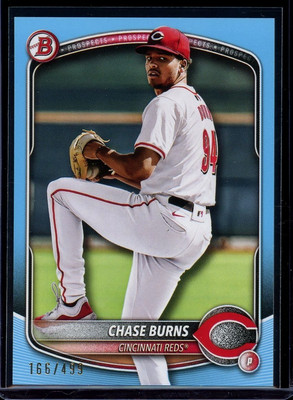 2025 Bowman Paper ~ Chase Burns ~ Sky Blue /499 ~ #BP-122 ~ Reds