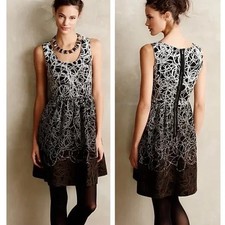 Anthropologie Maeve Geometric Abstract Fading Fiber Thread Fit & Flare Dress 6