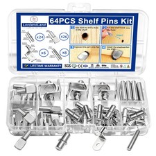 64Pcs Shelf Pins Kit,4 Styles Nickel Plated Shelf Support Pegs,Plated Shelf Pins