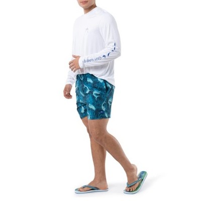 Guy Harvey Men's Scuba Blue UPF Protection Mahi Bros 5'' Volley Swim Trunk Size S