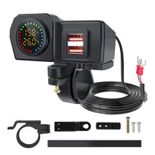 Manubrio Moto Con Doppia Presa USB Da 60 W E Specchietto Retrovisore Esterno Car