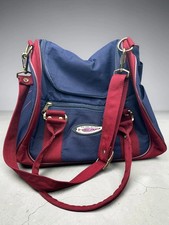 Vintage HEAD Holdall Retro Navy Burdundy Canvas Bag With Straps