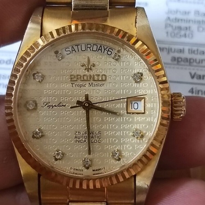 #ad #ad Rare Pronto President Tropic Master Logo Dial Diamond Automatic Vintage Watch $369.00