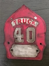 Leather Fire Helmet Front  Chicago   Truck 40