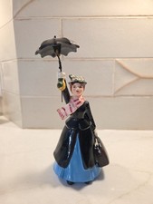 Vintage Disney Mary Poppins Porcelain Figurine With Removable Umbrella