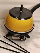 Vintage Oster Electric Fondue Set  Model 701-01A  Gold, Midcentury Style Works ￼