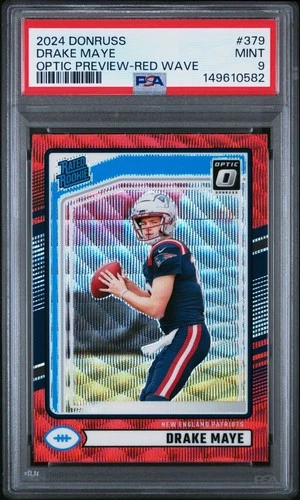 2024 Panini Donruss Optic Preview Drake Maye Red Wave Rated Rookie #379 PSA 9