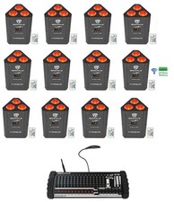 12 Rockville RockWedge LED Battery Lights 384 Channel Wireless DMX Controller