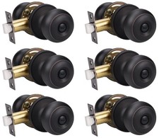 6 Pack Oil Rubbed Bronze Door Knobs with Privacy Lock, Bedroom Bathroom Use