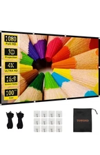 Towond Projector Screen with Stand,Towond 100 inch Outdoor Projector Screen Port
