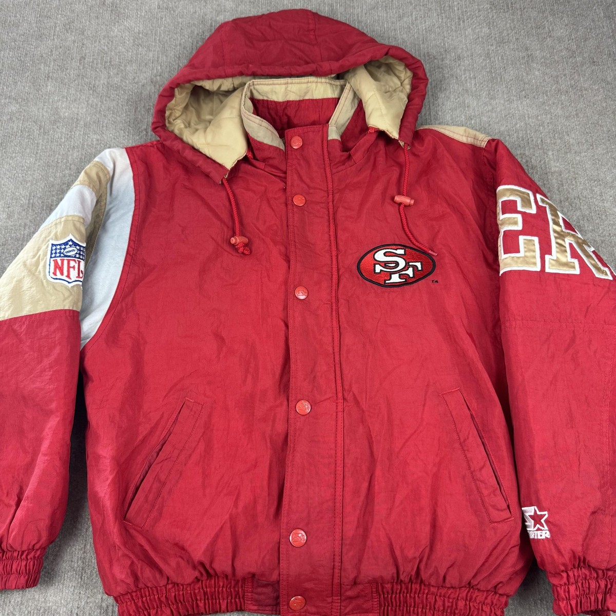 90s NFL 49res 中綿ベンチジャケット レッド USA企画M 韓国製 90s NFL 49res 中綿ベンチジャケット レッド USA企画M 韓国製 90s NFL