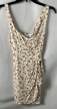 Reformation Women's White Red Floral Smocked Side Tie Mini Dress Sz 2