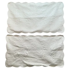 Lot Of Two Madison Park Quilted Pillow Shams White Scalloped Trim Classic Cotton