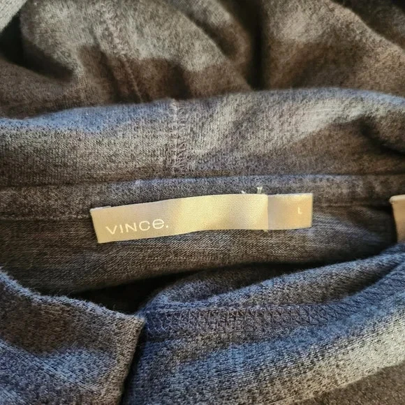Vince Long Sleeve Cotton Blend Hoodie Size Large Dark Heathered Blue - Image 3 of 4