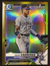 2021 Bowman Chrome #BCP-161 Julio Carreras Gold Refractor 1st Bowman /50