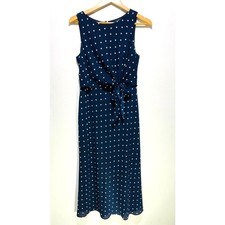 Lauren Ralph Lauren maxi dress polka dot gathered waist blue coastal women 10