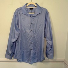 Ck Calvin Klein Blue Slim Fit Infinite Non Iron Button Down Long Sleeve Top 18
