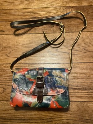 Patricia Nash Lanza Crossbody Bag Clutch Removable Strap Floral Watercolor Print