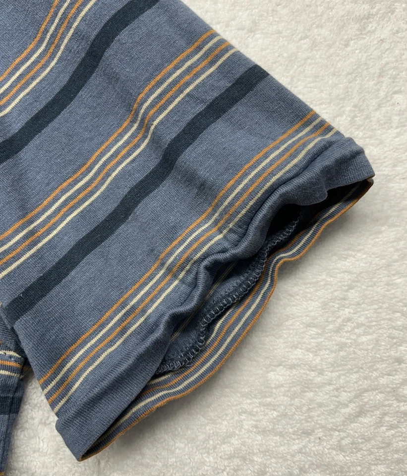 Camisa polo masculina manga curta Wellen tamanho L listrada azul mistura de cânhamo (L8) - Imagem 3 de 4