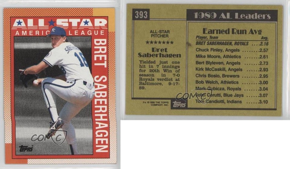 1990 Topps All-Star Bret Saberhagen #393 2s8 | eBay