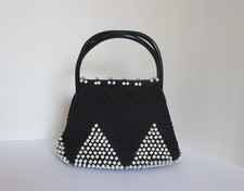Corde Beaded Purse Corde Crochet Handbag with Plastic Handles 30s - 40s Era