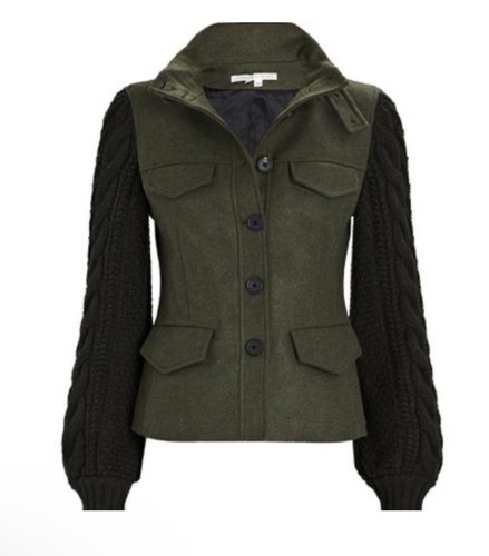Veronica beard Arshia Mixed Media Jacket Cable Sleeves Size 2 NWT - Bild 2 von 10
