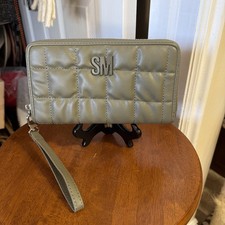 Steve Madden Quilted Zip-Around Wristlet Wallet With Removable Strap - Green