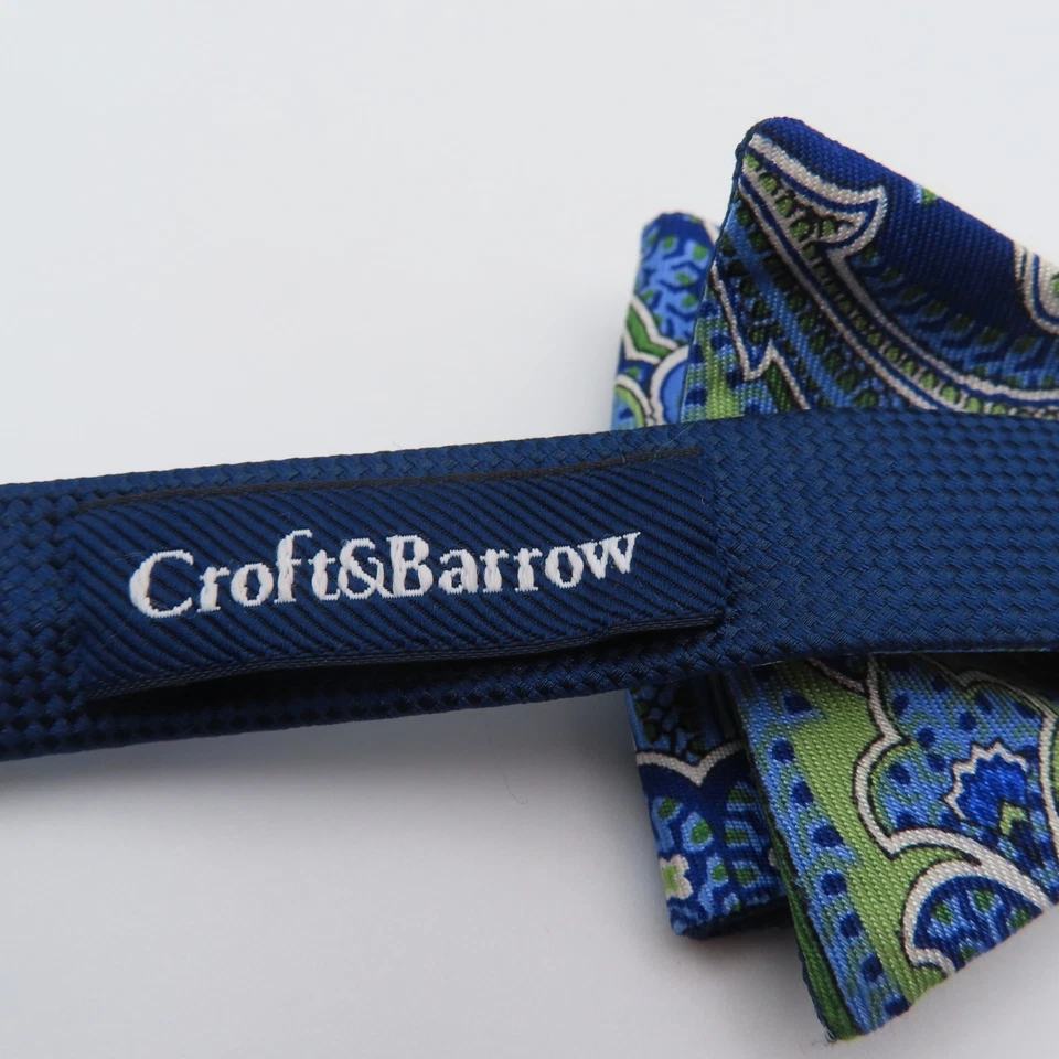 Gravata borboleta Croft & Barrow azul amarelo paisley 2,5" de largura pré-gravata poliéster - Imagem 3 de 4