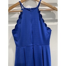 SHEIN Royal Blue Scalloped Halter Neck Fit & Flare Cocktail Party Dress M
