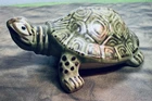 VINTAGE Brush McCoy Hand Painted Ceramic Green Turtle figurine 7" x 5"