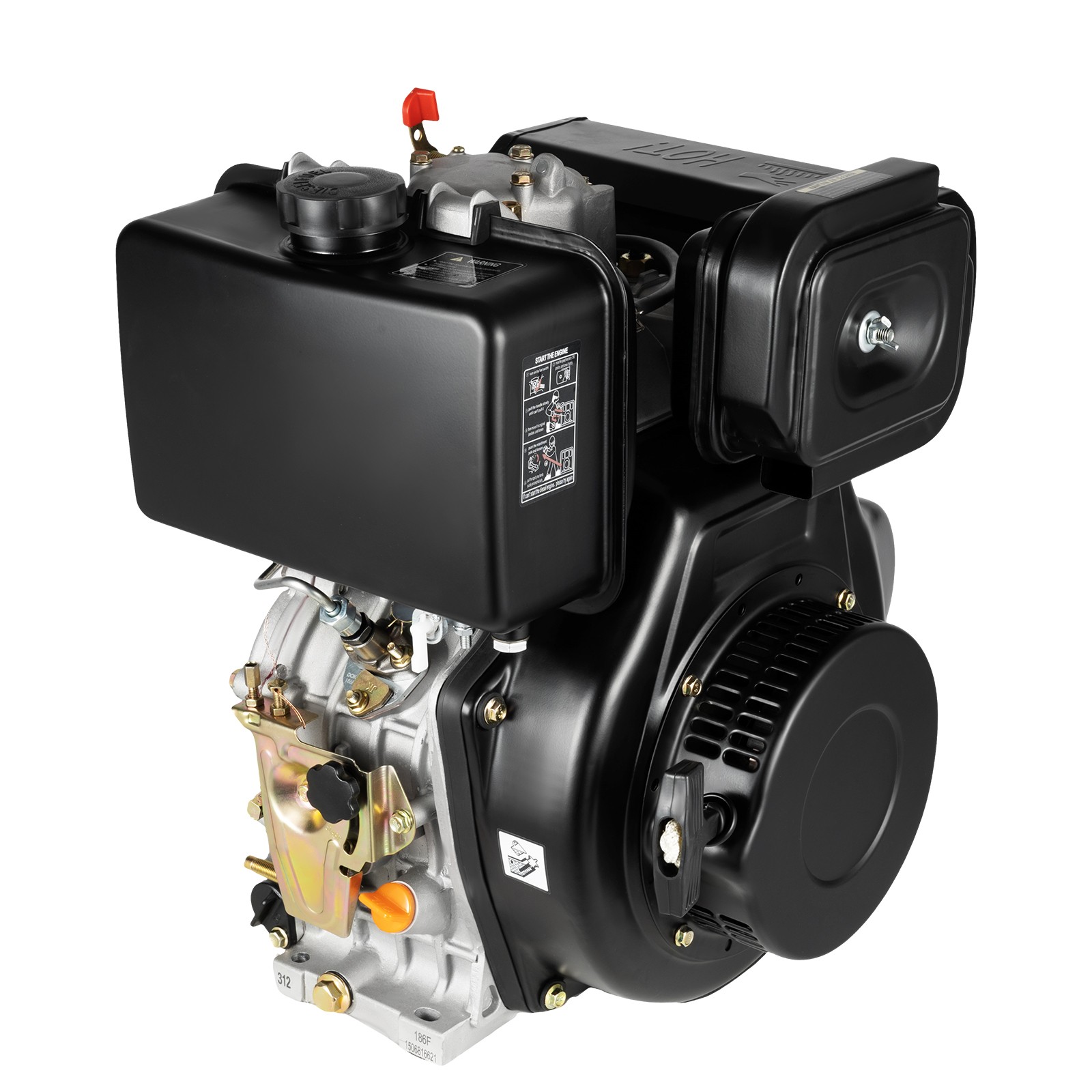 418CC Heavy Duty 10HP 4 Stroke Diesel Engine Single Cylinder 1" Shaft Air-Cooled thumbnail 20