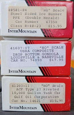 Lot of 3 HO scale InterMountain freight car kits PFE reefer L&N tank car COOL!!
