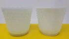 Two Vintage Milk Glass Hobnail Scalloped White Trinket Key Bowl/Planter 4.5"