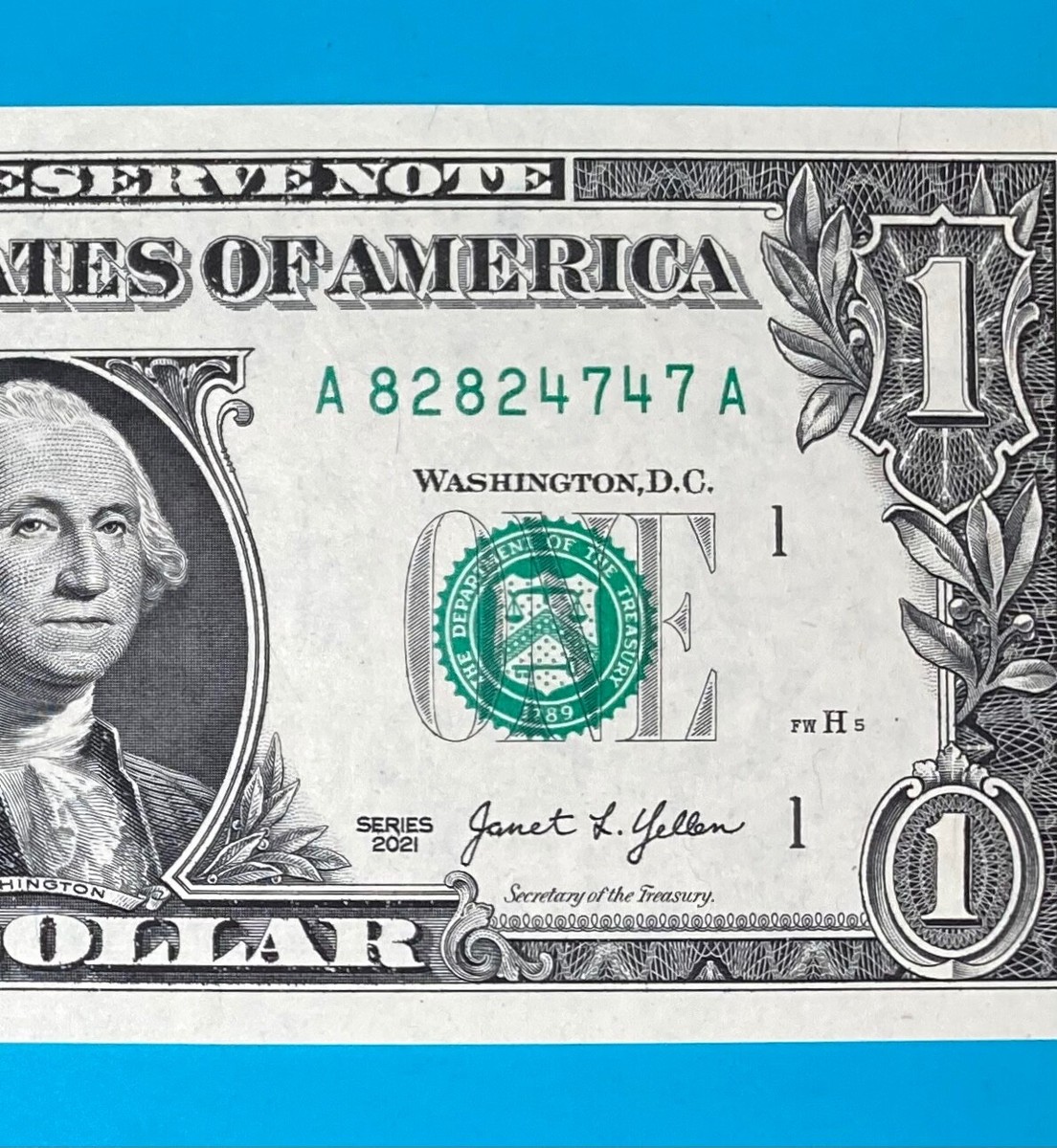 А 82824747 A : DOUBLE REPEATER (82 82 47 47) $1 One Dollar Bill