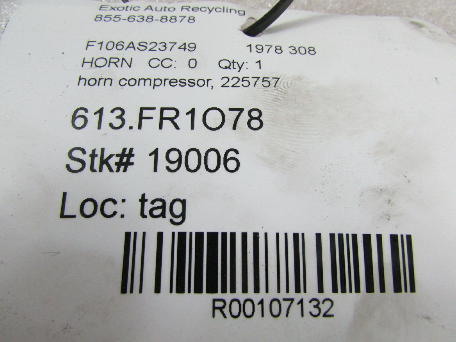 Ferrari 308, Horn Compressor, Used, P/N 225757