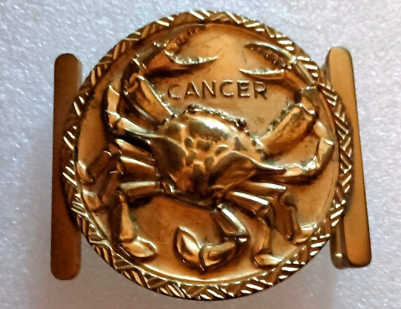 Rare 1967 Cancer Crab Zodiac Sign New NOS Brass Art Belt Buckle Rene Chambellan