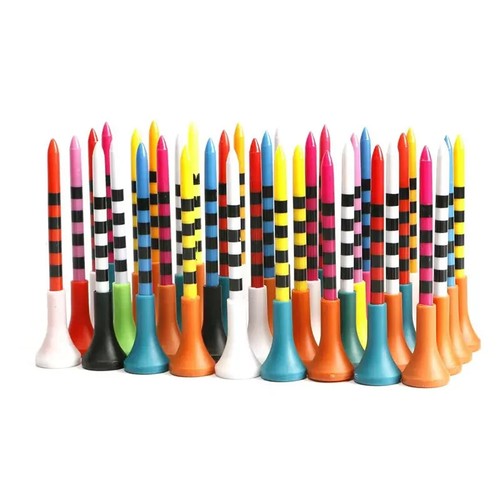 50pcs Durable Plastic Golf Tees with Mixed Color, 3-1/4"L
