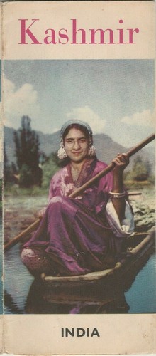 INDIEN alter seltener Prospekt KASHMIR Karte Route, Orte, Hotels & Transport 1958