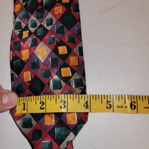 Stefano Rossini Colorful Geometric Neck Tie Men's 100% Silk 56 Inch - Picture 4 of 4