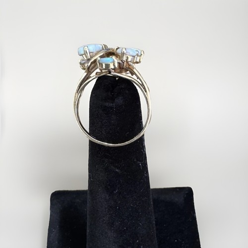 Nachlass 14k Gelbgold Opal Cluster Blume Ring Größe 5,5 Vintage ANSEHEN - Bild 9 von 14