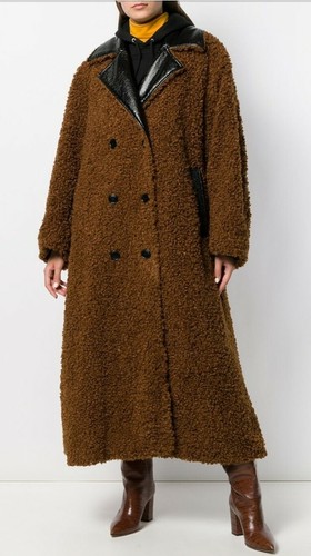 Diesel L ASC Oversized Teddy Coat Detachable Wolf Faux Fur Collar Brown Size L - Picture 2 of 12
