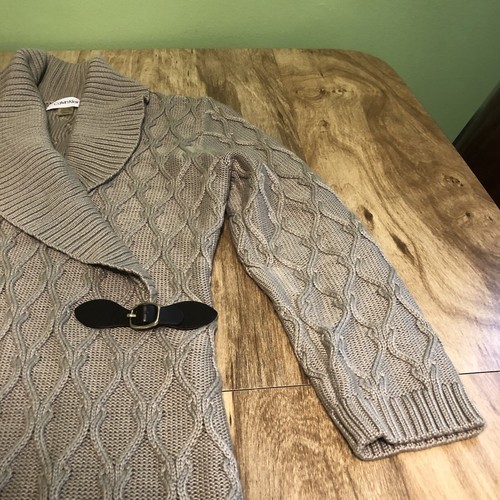 NWOT Calvin Klein Cable Knit Shawl Collar Sweater Dress Beige Womens Size Medium - Picture 4 of 9